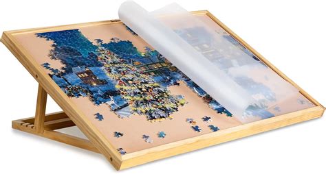 Becko Adjustable Wooden Puzzle Board With A Cover Jigsaw Puzzle Plateau