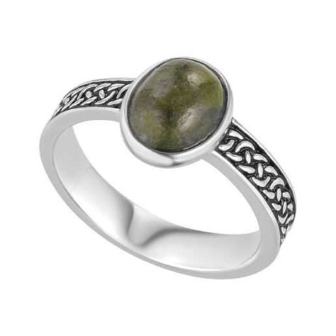 Connemara Marble Celtic Knot Ring Claddaghrings