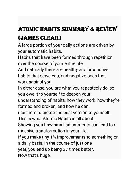 SOLUTION Atomic Habits Summary Review James Clear Studypool