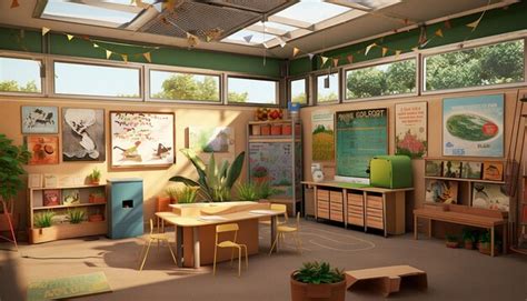 Premium AI Image | An ecofriendly classroom with solar panels a compost ...