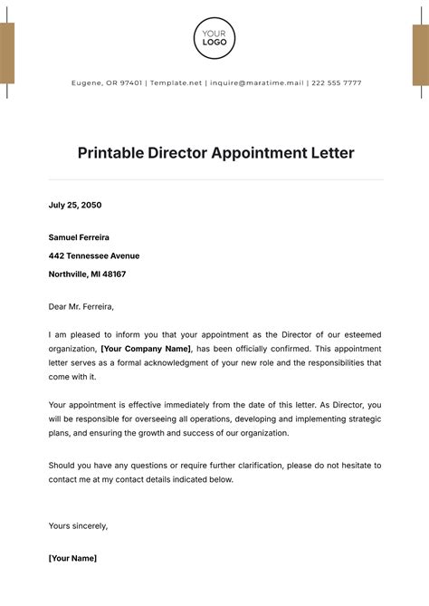 Free Director Letter Templates, Editable and Printable