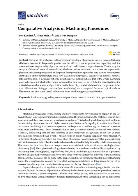 PDF Comparative Analysis Of Machining Procedures