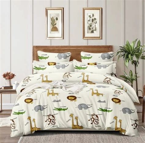 Poly cotton Cartoon Printed Bedsheet for Kids Double Single Bed, For ...