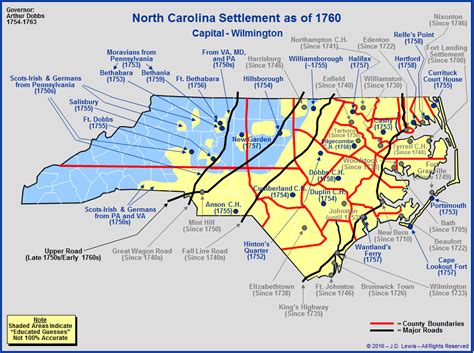 The Royal Colony Of North Carolina The Towns And Settlements In 1760