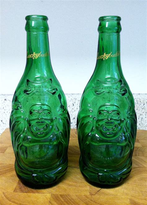 Green Lucky Buddha Beer Bottle with Corks Set of by progressmama