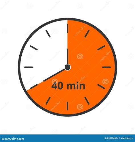 Clock Icon With 40 Minutes Time Interval Countdown Timer Or Stopwatch