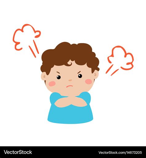 Cute cartoon angry boy character Royalty Free Vector Image