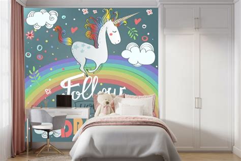 Unicorn Dreams Quote Wallpaper Wall Mural