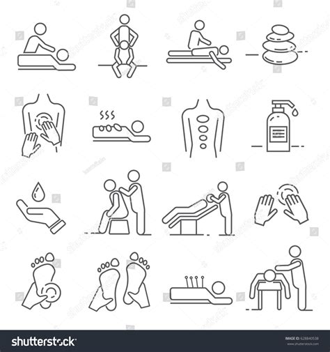 Set Massage Related Vector Line Icons Stock Vector 628840538 Shutterstock