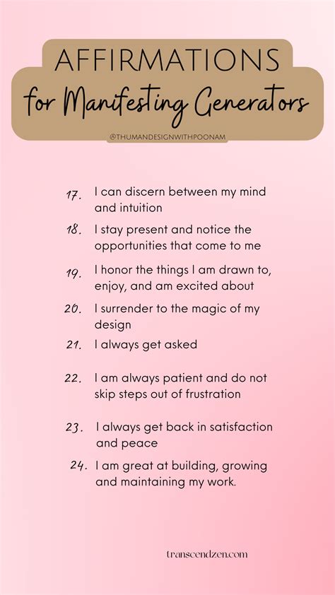 Affirmations For Manifesting Generators In Human Design Part Artofit