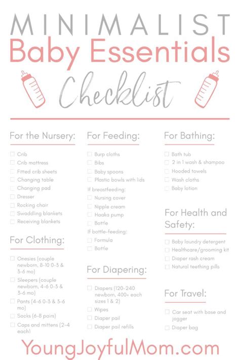 Minimalist Baby Essentials Checklist Young Joyful Mom Baby