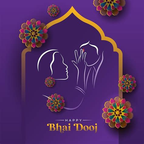 Premium Vector Happy Bhai Dooj Indian Festival Greeting Card With