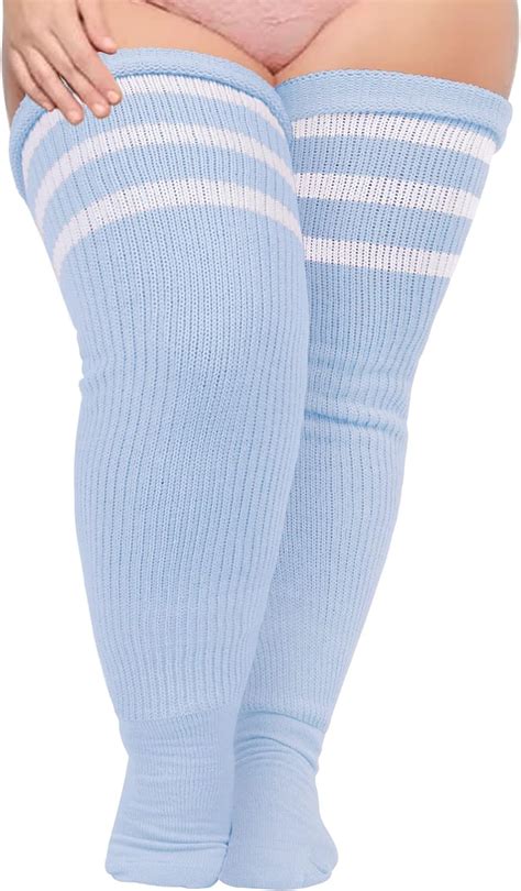 Plus Size Womens Thigh High Socks For Thick Thighs Extra Long Striped