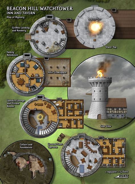 Beacon Hill Watchtower Dungeons And Dragons Homebrew Fantasy City Map Dungeon Maps