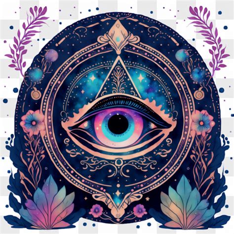 Download All-Seeing Eye Symbolism with Flowers and Leaves PNG Online ...