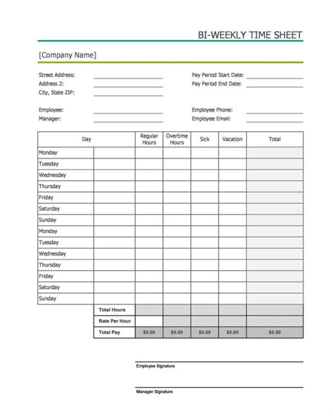 Free Printable Timesheet Template With Overtime 
