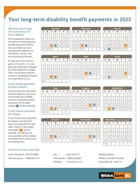 Long Term Disability Benefit Payments Calendar 2023 Pdf En Pdf