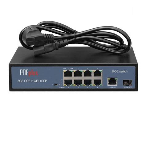 8 Port Poe Switch Full Giga With 1 Ge And 1 Giga SFP Fiber Uplink Port