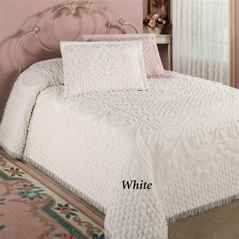 Kingston Beige Or White Lightweight Chenille Bedspreads