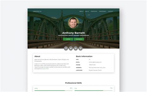 25 Professional Html And Css Resume Templates For Free Download And