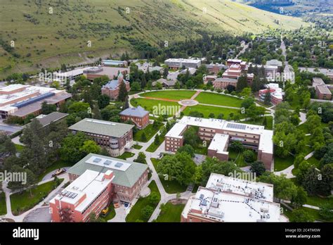 Aerial View Of The University Of Montana Campus In Missoula Stock Photo