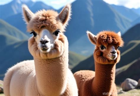 Adorable Fluffy Alpacas in Mountains | Stable Diffusion Online