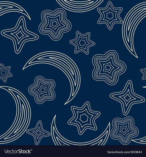 Seamless Pattern With Stars And Moon Royalty Free Vector