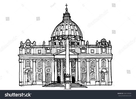 Sketch St Peters Basilica Rome Italy 库存矢量图（免版税）526125034 | Shutterstock