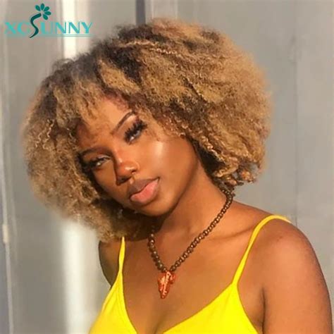 Xcsunny Perruque Br Silienne Naturelle Remy Avec Frange Cheveux Cr Pus