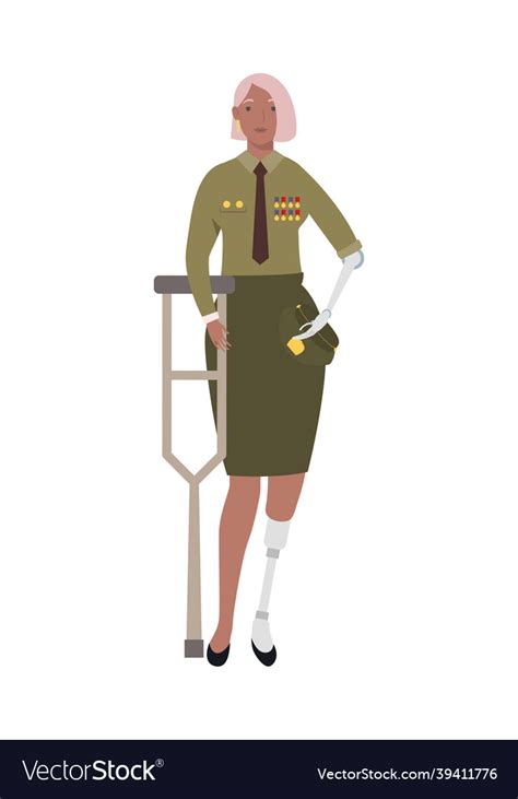 Veteran Woman With Prosthetic Leg And Arm Vector Image