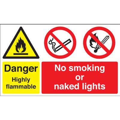 Highly Flammable Naked Lights Safety Sign Landscape Blitz Media