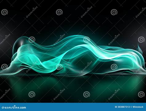 Ai Illustration Of A Glowing Green Wave Of Smoke Or Energy Flowing Over