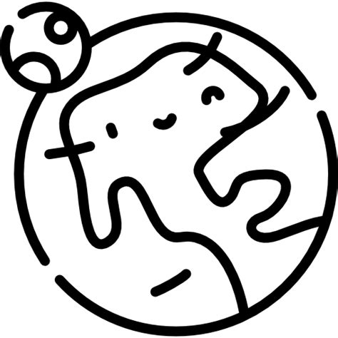 Planet Earth Kawaii Lineal Icon