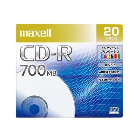 マクセル Cdr700swps1p20s データ用 Cd R 700mb 48倍速対応 ワイド印刷 20枚 5mmケース入 Maxell