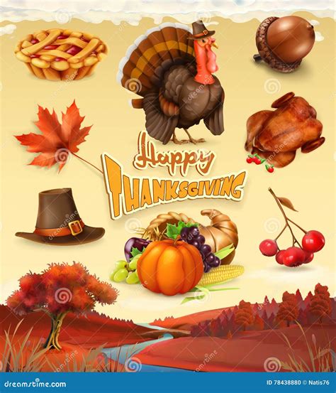 Thanksgiving Day - Cartoon Pilgrim Couple With Turkey Bird Holding Thanksgiving Sign ...