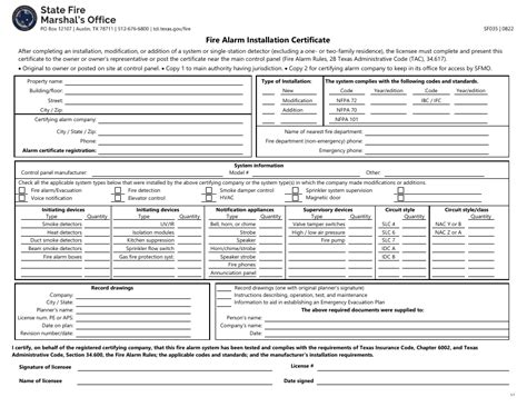 Form Sf035 Download Fillable Pdf Or Fill Online Fire Alarm Installation