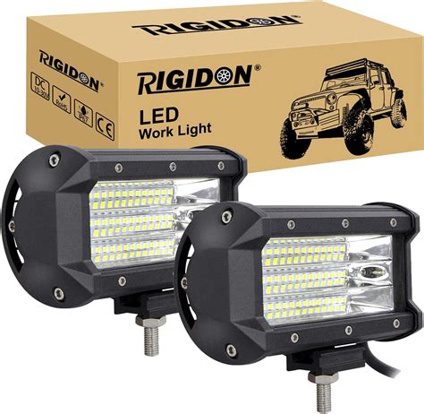 RIGIDON Led Work Light Bar 2Pcs 5 Inch 135W 9D Tri Row Flood Beam 12V