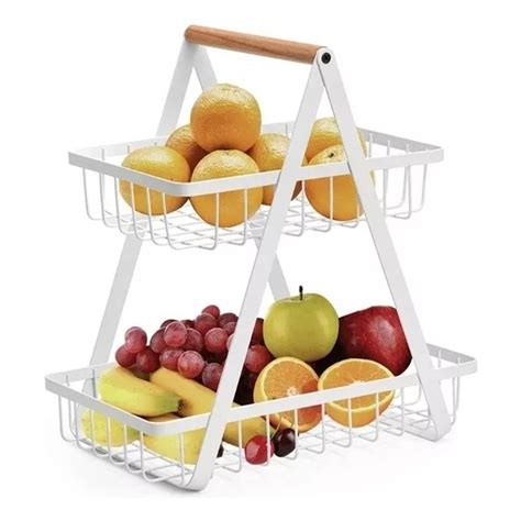 Fruteira De Mesa Organizador Multiuso Cesta Frutas Madeira Ferro