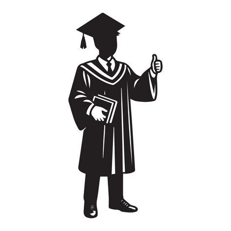 a Graduate Giving a thumbs up illustration in black and white 45795715 ...