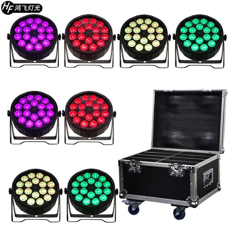 Pcs X W Led Par Lights Flight Case Flat Par Light Dmx Control