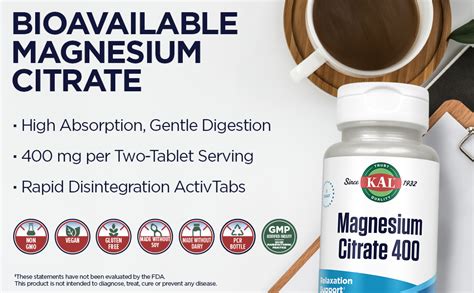Mua KAL Magnesium Citrate 400mg, Magnesium Supplement for Healthy ...