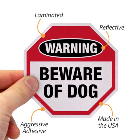 Warning Beware Of Dog Label Set Octagon Sku Lb 4110