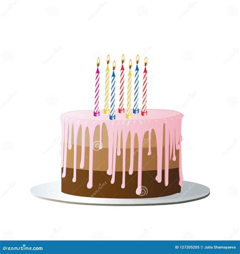 Happy Birthday Cake Isolated On White Background Stock Vector