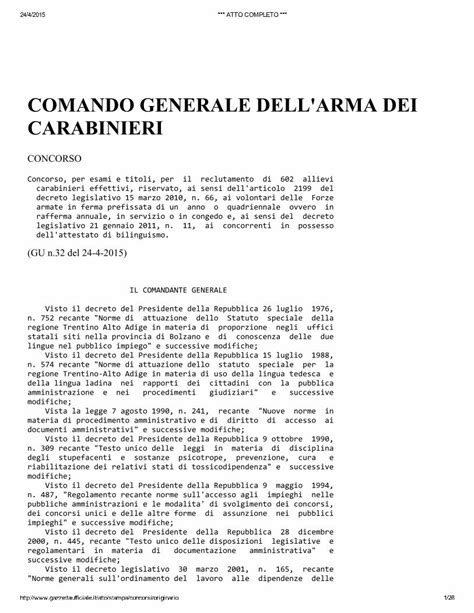 Pdf Comando Generale Dell Arma Dei Carabinieri Posti A Concorso