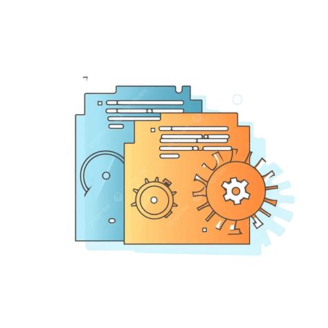 Folders And Cogs Illustration In Minimal Style Gear Information Cog