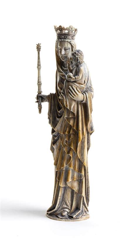 Scultura Gotica Tedesca Raffigurante Madonna Con Bambino Xv Secolo