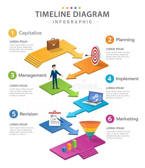 Infografisch 6 Stappen Modern Plattegrondiagram Met Pijlen Vector Illustratie Illustration Of