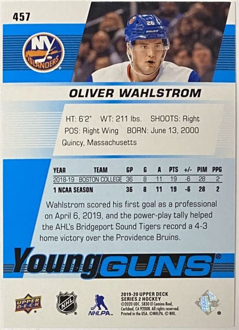 Oliver Wahlstrom 2019 20 Upper Deck Series 2 Hockey New York Islanders