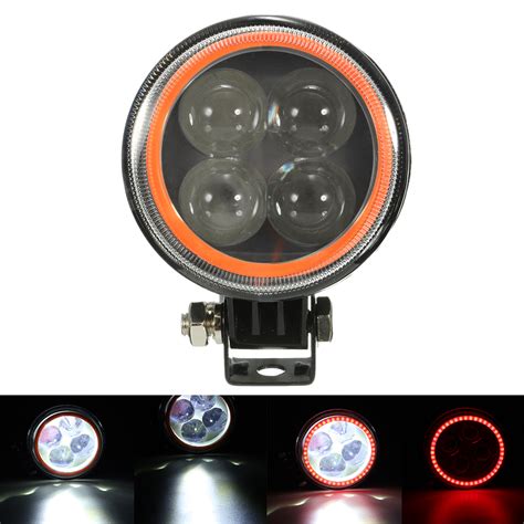 9V 30V 12V Round LED Hi Lo Beam Work Light With RGB Angel Halo Spot He