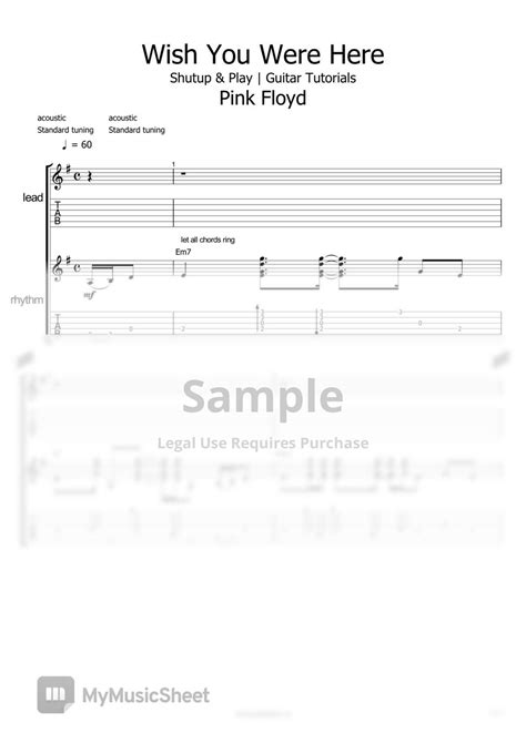 Pink Floyd Wish You Were Here 악보 By Shutup And Play Guitar Tutorials